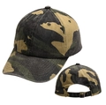 Detail of vintage washed camo baseball cap showing metal buckle and cotton texture - Dark Green Camouflage