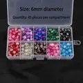 Macro view of 10-grid organizer box with 6mm cracked glass beads for DIY jewelry - Inner Crackle Glass Beads / 10 Grids/6mm/450 Pcs