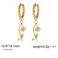 Detail showing gold stainless steel lily of the valley hoop earrings measuring 12.8x19.1mm - Gold Color Snow Lotus