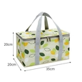 Foldable insulated picnic basket with leaf print in beige and grey handles, 35x20x20cm size - Leaf Print