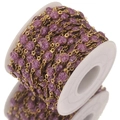 18K gold-plated stainless steel chain with purple glitter beads for DIY jewelry - 1m / Purple
