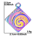 Ciondolo quadrato in acciaio inossidabile arcobaleno dimensioni 2,5cm x 2,1cm con onde - Colore Arcobaleno (Solo Pendente)