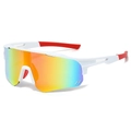 Sport cycling sunglasses with white frame and multi-color gradient lens for outdoor - White Frame Red Mirror
