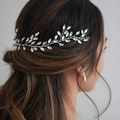 Enredadera de pelo de cristal marquesa plateada para peinados de novia hecha a mano - Plateado