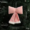 Pink velvet Christmas bow ornament with white faux fur trim, 25cm size variant - Medium Pink Velvet Bow With White Fur Trim