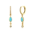 Elegant gold S925 silver earrings with marquise turquoise and white zircon charms - Turquoise (Gold Plated)