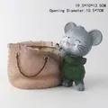 Vaso per succulente in resina a forma di topo grigio con design a sacco da 19,5cm - Coniglio Verde con Borsa