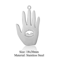 Silver stainless steel Hamsa hand pendant with evil eye pattern 18x30mm size - Evil Eye Hamsa Style (LA323) / 5 Pieces / Silver