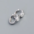 Polished S925 sterling silver huggie earrings with round cubic zirconia bezel setting - White Gold (white Zircon)