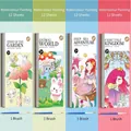 Kids watercolor coloring book set with 12 pages, built-in paints, and brushes for 5+ years - Set of 4 Different Books for Girls (Includes 4 Brushes)