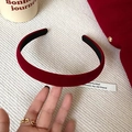 Deep red velvet headband with 2.5cm thickness and non-slip lining for hair styling - 2cm / Burgundy
