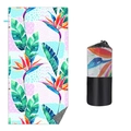 Quick-dry microfiber beach towel with tropical bird of paradise print and black mesh bag - Bird of Paradise (Double-sided Print with Mesh Bag)