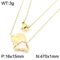 Gold puppy dog pendant necklace with pink enamel and crystals on an O-chain - Gold Color (KN290917-GC)