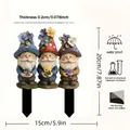 Flat 2D garden gnome stakes set with floral hats for outdoor plant decoration - No.30 (0.2cm Thickness)