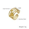 Polierter goldener mehrlagiger Edelstahlring mit Kleeblatt und rundem Anhänger - Vierschichtiger Kleeblatt-Rundplattenstil (R154)