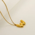 Polished gold stainless steel bubble necklace featuring letter W pendant for women - Letter W / Gold