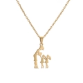 Collier en acier inoxydable doré avec pendentif silhouette de mère et deux filles - Chaîne en Acier Inoxydable + 2 Filles