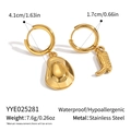 Detailed view of stainless steel cowboy hat and boot charms on gold hoop earrings - Gold Cowboy Hat and Boot Style (YYE025281)