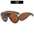 Übergroße Shield-Sonnenbrille in Dunkelbraun mit elegantem Punk-Wraparound-Rahmen - Kaffee Rahmen Tee-Gläser
