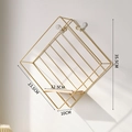Nordic gold diamond-shaped iron wall shelf with wooden base for home storage - Gold Grid Rhombus