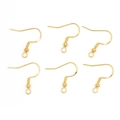 Detailed set of six golden U-shaped earring hooks for DIY jewelry making and crafting - With Bead Gold