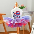 Patriottische hondenjurk met 4 juli borduursel en rood wit blauwe pailletten tutu - XS / USA vlag thema gaasjurk