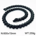 Black electroplated titanium steel dragon scale chain necklace 600x15mm for men - 60CM / Black Necklace