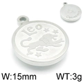 Silver stainless steel Leo zodiac pendant necklace with lion pattern and 15mm width - Leo / Steel