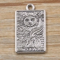 Vintage silver tarot card pendant with 'The Sun' design in high quality zinc alloy - The Sun-Antique Silver