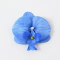 Testa di orchidea artificiale blu in seta per accessori per capelli fai-da-te sposa - Seta Blu (Piccolo)