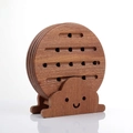Round wooden coasters set with cloud base made of dark natural ebony wood - Ebony Cloud Shape Type B Mat Set (4 Pcs) With Base