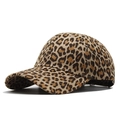 Casquette de baseball léopard pour femme en similicuir suédé avec visière courbée pour le soleil - Taille unique / Style Léopard Marron Foncé (03)