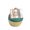 Christmas cupcake topper with Merry Christmas engraving on rose gold acrylic insert - Rose Gold Rectangular Merry Christmas