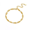 Bracelet plaqué or avec pierres de zircon jaunes rectangulaires et fermoir mousqueton - Or avec strass jaune