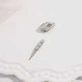 S925 Silber Schlangen-Verschluss mit Smaragden und Diamanten für DIY Schmuckstück - Silber Smaragdgrüner Schlangenverschluss