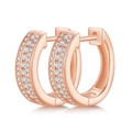 Elegant rose gold S925 sterling silver hoop earrings with triple row moissanite stones - Rose Gold