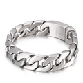 Bracciale da uomo a catena cubana in acciaio inossidabile 316L argento con chiusura - Argento Opaco