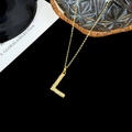 Elegant gold S925 silver necklace with sparkling zircon-studded letter L pendant - Letter L