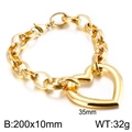 Gold chunky chain bracelet featuring a 35mm hollow heart pendant and lobster clasp - Gold Bracelet