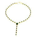 Collana a catena in oro con pendenti rettangolari in zircone smeraldo da donna - Verde