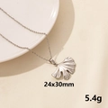 Silver ginkgo leaf pendant necklace in stainless steel, 24x30mm size and 5.4g weight - 24x30mm / Silver - Ginkgo Leaf Type 2