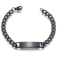 All-black stainless steel Cuban ID bracelet with engravable plate and lobster clasp - Male Style / Black