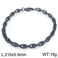Bracelet à maillons en acier inoxydable noir poli avec fermoir mousqueton, 210mm x 5,5mm - Noir (KB206236-KFC)