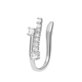 U-shaped non-pierced silver nose clip with sparkling zircon stones in a star pattern - T-Shape Style (WG-0247) / Silver