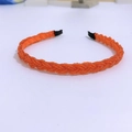 Elegant bright orange beaded braided headband for women in a chic fashion style - Orange Red