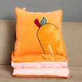 2-in-1 orange carrot pillow and pink plush blanket combo for office and car use - Yellow Pear / Folded 40x40cm Unfolded 115x145cm