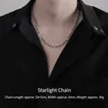 Men's silver star pattern rhombic pendant chain necklace on black shirt - Lucky Rhombus Starburst Necklace