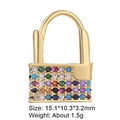 Golden heart-shaped padlock pendant with multicolored cubic zirconia micro-inlay - Multicolor Zircon Lock 22