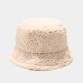 Detailed close-up showing the soft beige teddy fleece texture of the winter bucket hat - M (56-58cm) / Beige