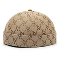 Berretto docker kaki stile hip-hop con ricamo monogramma e tessuto jacquard di alta qualità - Regolabile / Cachi